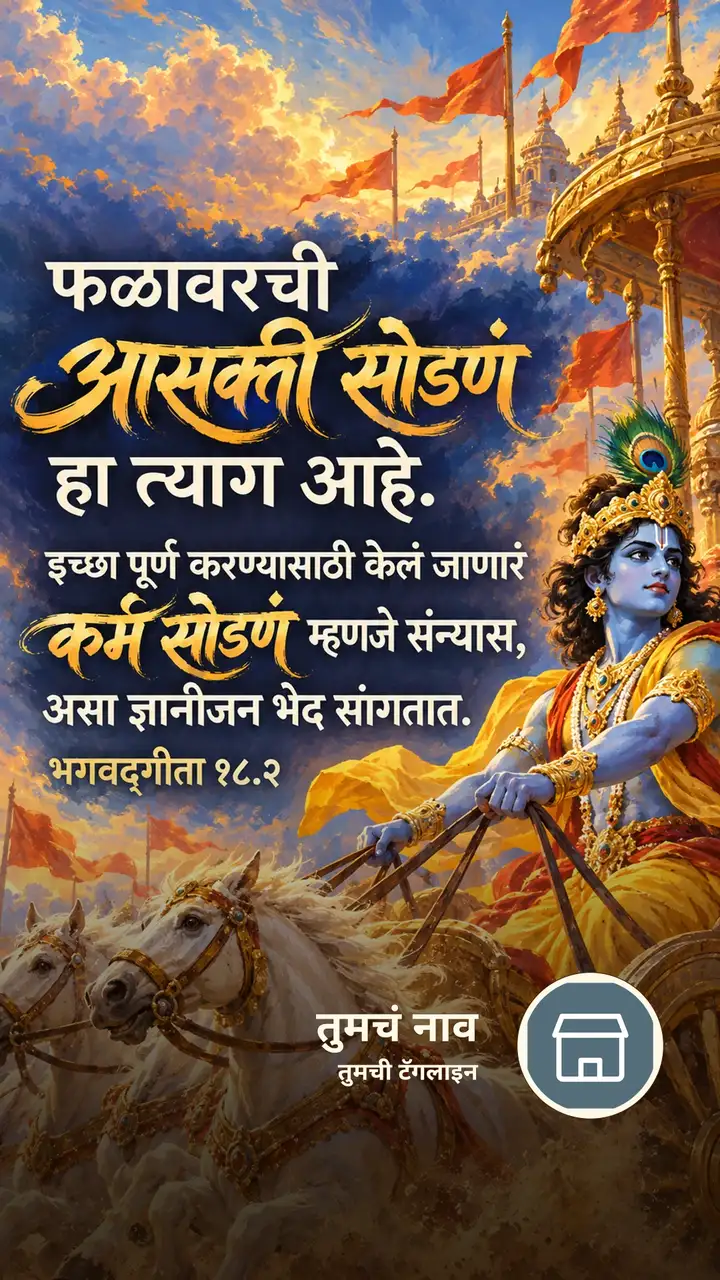 फळावरची आसक्ती सोडणं हा त्याग आहे. इच्छा - Bhakti Image, कृष्ण