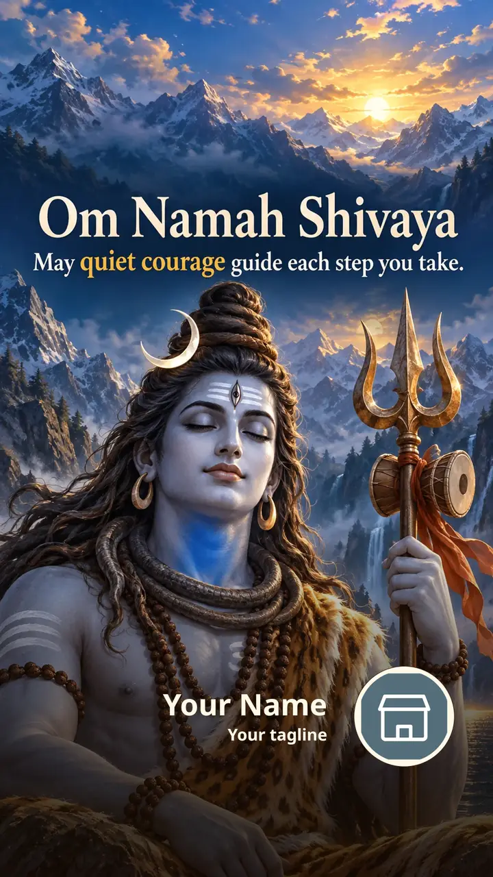 Om Namah Shivaya - May quiet courage guide each step you - Devotional Image, Mountains, Shiva