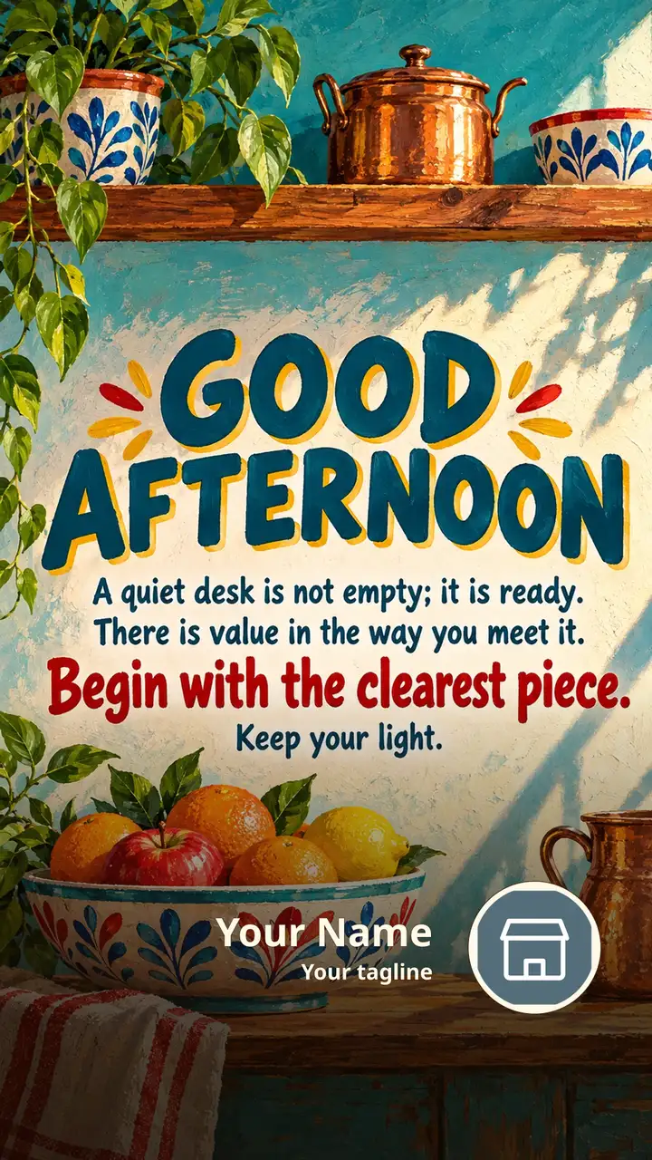 GOOD AFTERNOON - A quiet desk is not empty; it is ready. - Afternoon Image