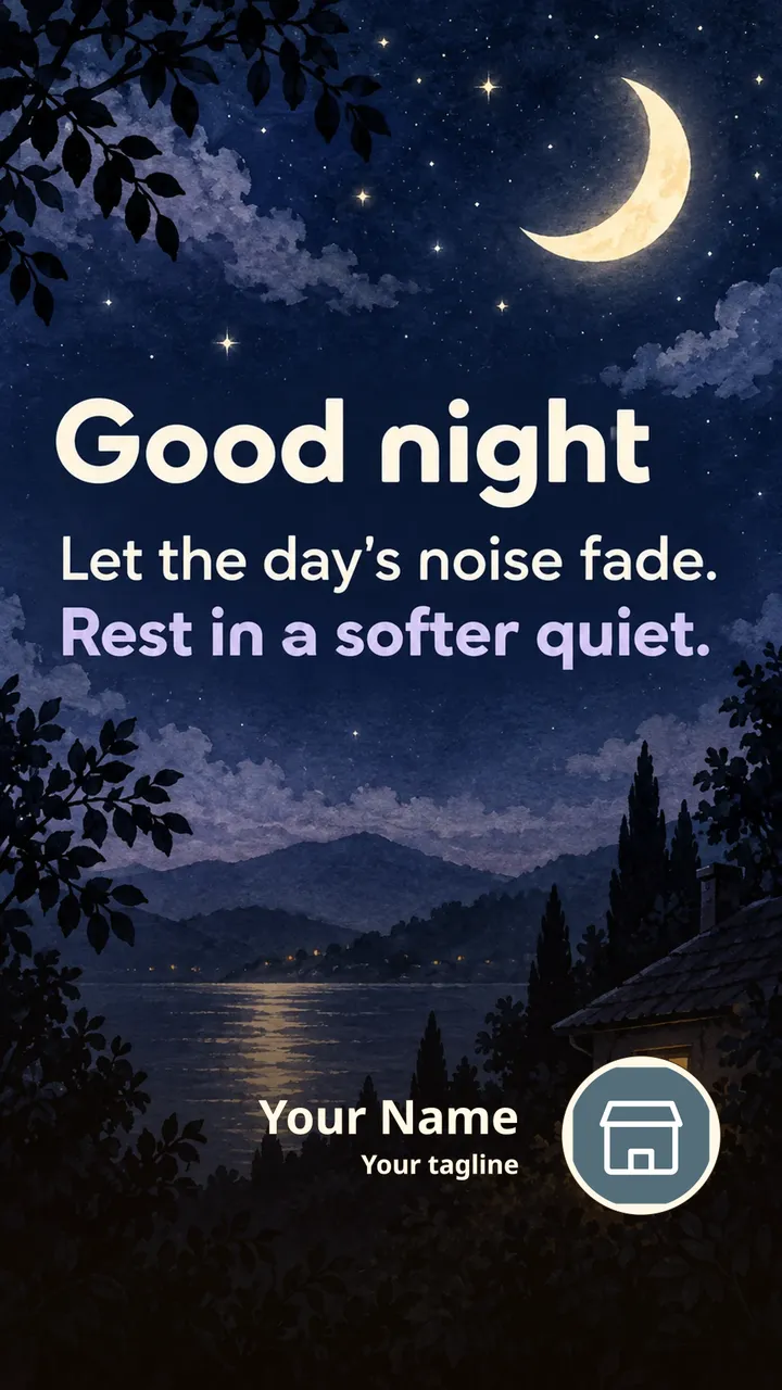 Good night - Let the day's noise fade. - Good Night Image, Nature, Moon, Stars