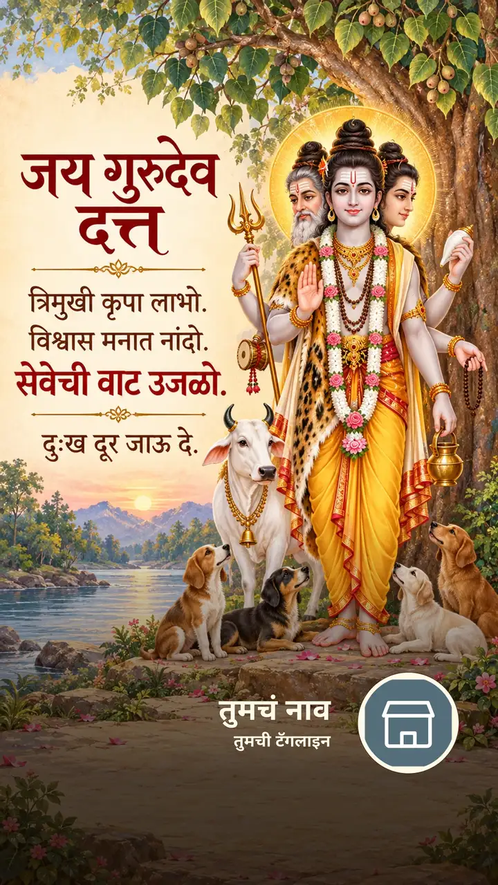 जय गुरुदेव दत्त - त्रिमुखी कृपा लाभो. - Bhakti Image, दत्तगुरू