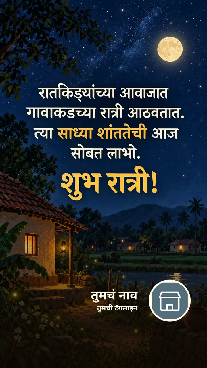 रातकिड्यांच्या आवाजात - Shubh Ratri Image, चांदण्या, गाव