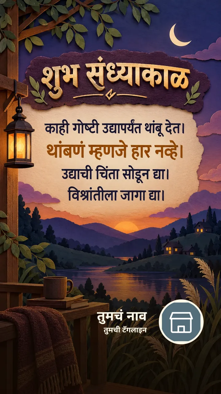 शुभ संध्याकाळ - काही गोष्टी उद्यापर्यंत थांबू देत। - थांबणं म्हणजे - Sandhyakal Image