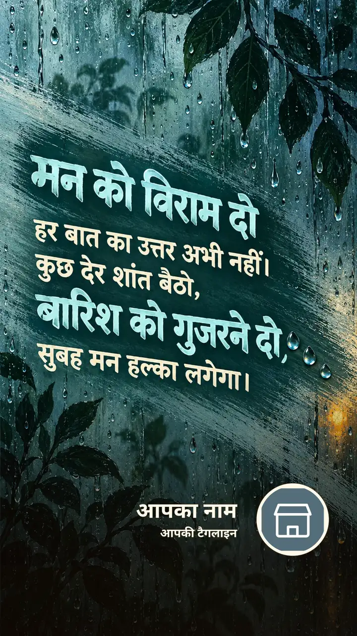 मन को विराम दो - Suvichar Image, प्रकृति, बारिश