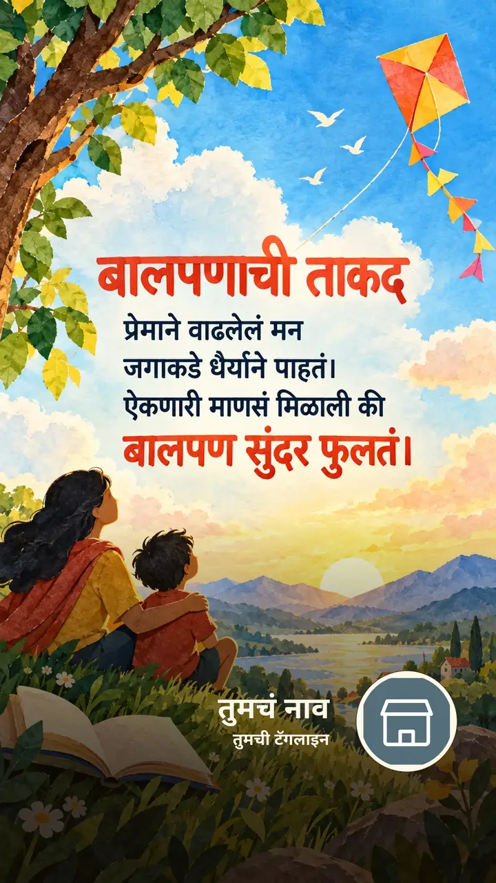 बालपणाची ताकद - Festival Image, फुलं, आकाश, कुटुंब, मुलं