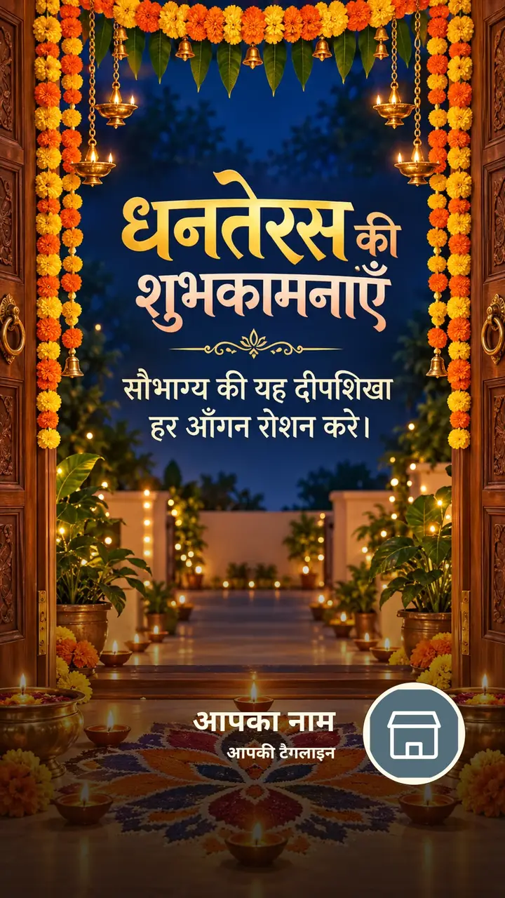धनतेरस की शुभकामनाएँ - सौभाग्य की यह दीपशिखा - Festival Image, फूल, प्रकृति, दीया