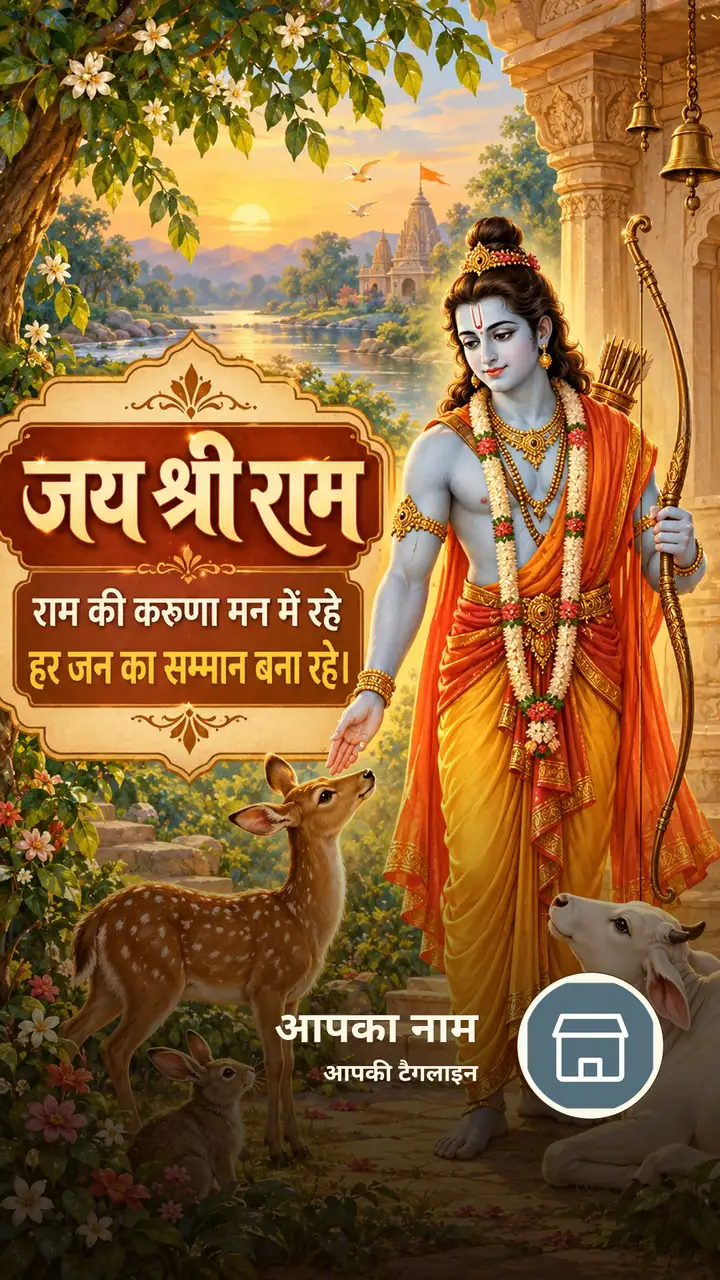 जय श्री राम - राम की करुणा मन में रहे - Bhakti Image, फूल, आसमान, राम