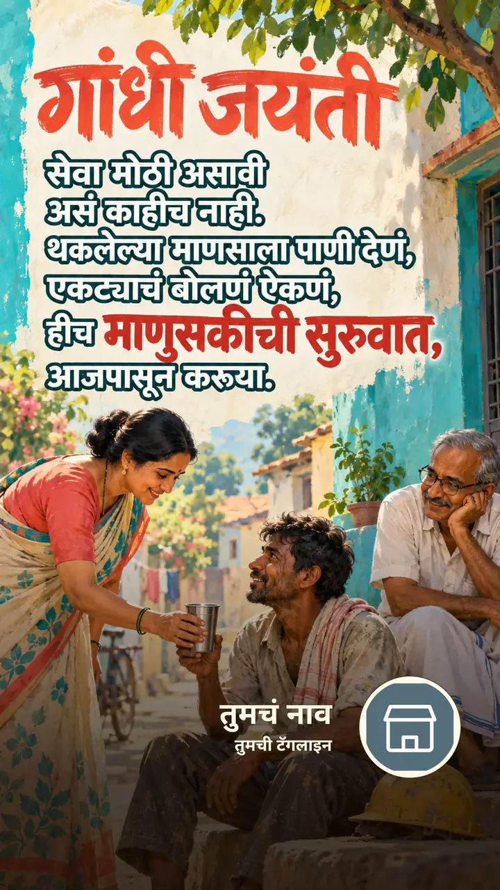 गांधी जयंती - सेवा मोठी असावी - Festival Image, गाव, मित्र
