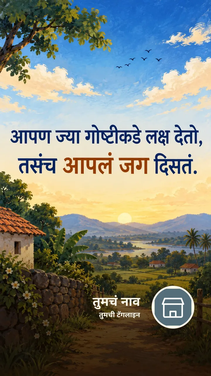 आपण ज्या गोष्टीकडे लक्ष देतो, - Suvichar Image, आकाश, गाव