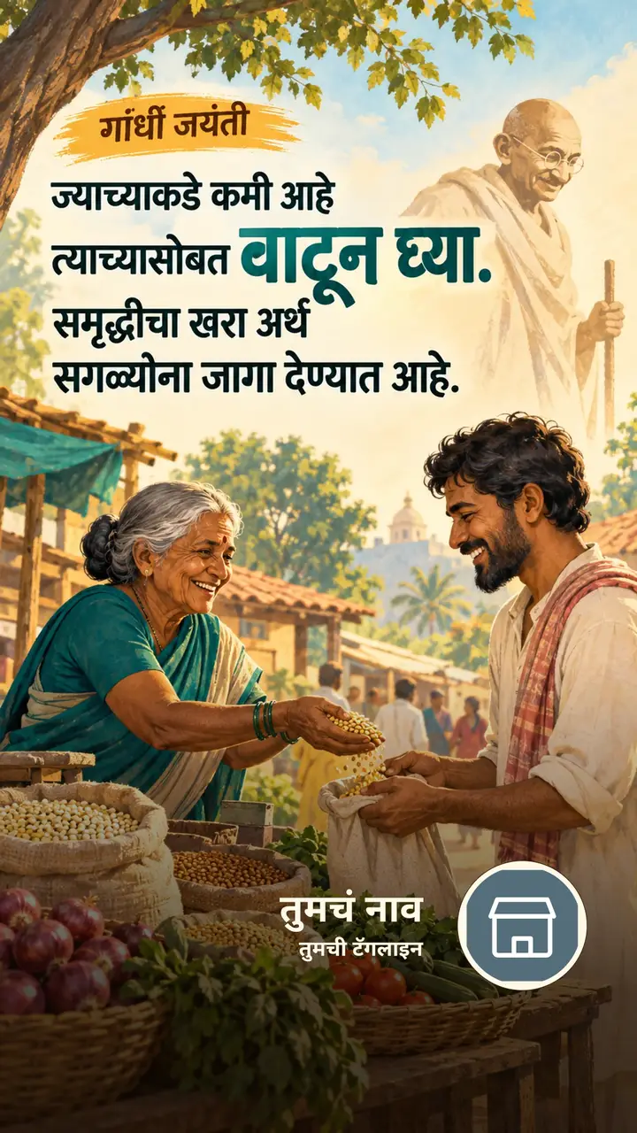 गांधी जयंती - ज्याच्याकडे कमी आहे - Festival Image, गाव, मित्र