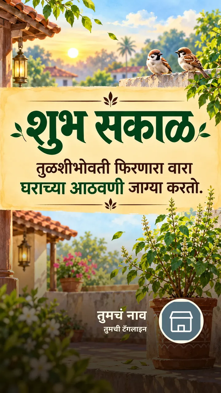 शुभ सकाळ - तुळशीभोवती फिरणारा वारा - Shubh Sakal Image, पक्षी, गाव