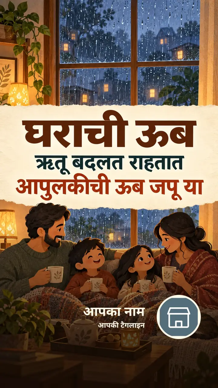 घराची ऊब - Suvichar Image, बारिश, परिवार