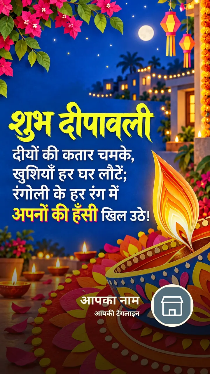 शुभ दीपावली - दीयों की कतार चमके, - Festival Image, फूल, दीया
