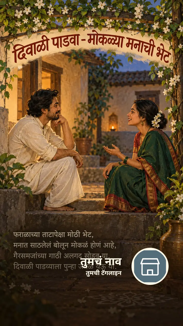 दिवाळी पाडवा - मोकळ्या मनाची भेट - Festival Image, फुलं, दिवा, जोडपं