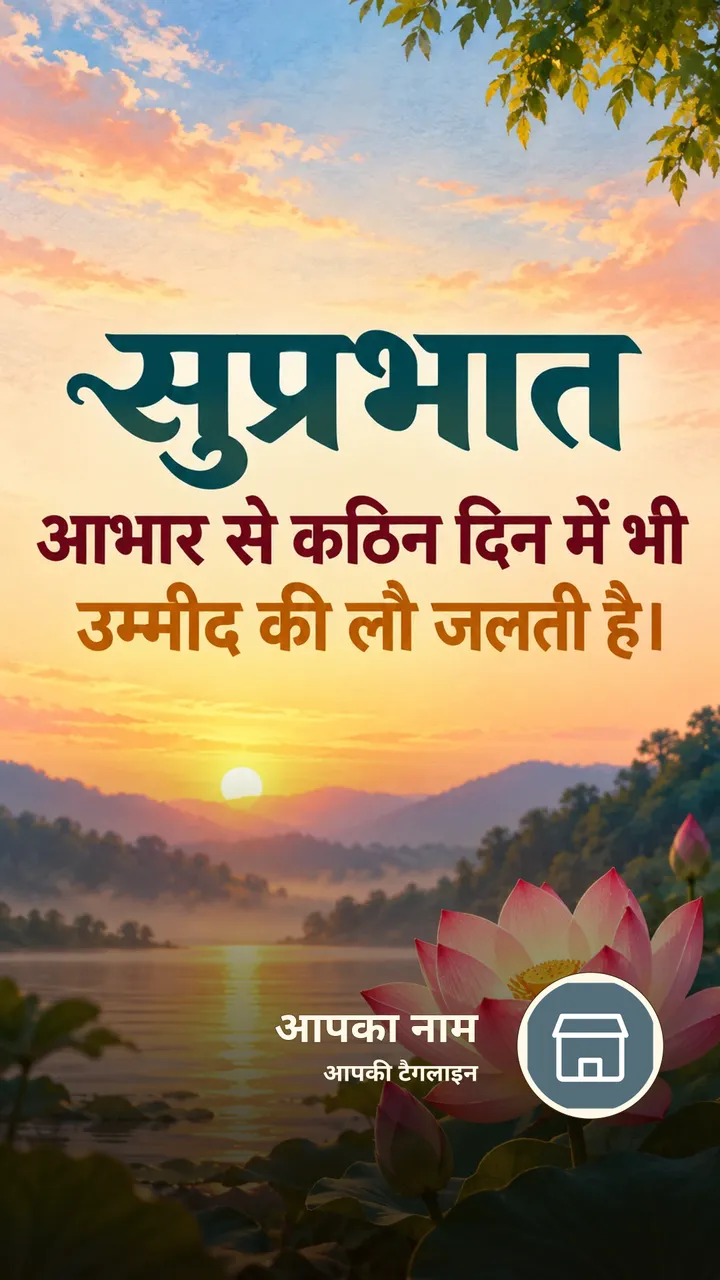 सुप्रभात - आभार से कठिन दिन में भी - Suprabhat Image, कमल, सूर्योदय
