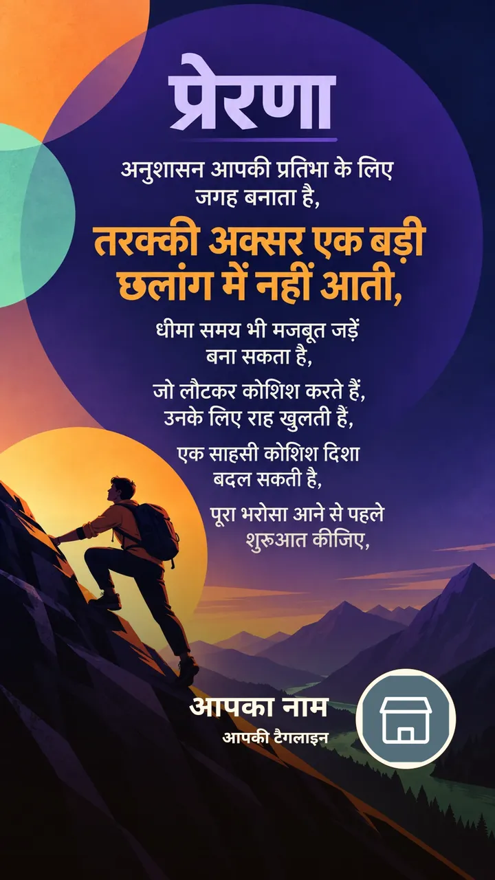 प्रेरणा - अनुशासन आपकी प्रतिभा के लिए जगह बनाता है, - तरक्की अक्सर एक - Motivational Image, प्रकृति, पहाड़