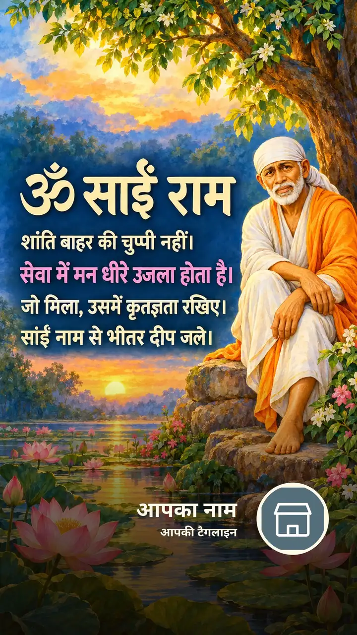 ॐ साईं राम - Bhakti Image, फूल, कमल, प्रकृति, साईं बाबा