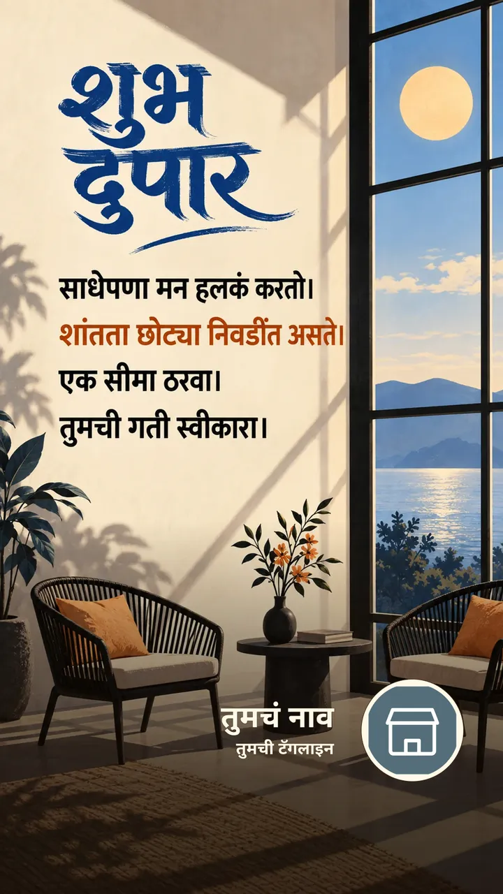 शुभ दुपार - साधेपणा मन हलकं करतो। - शांतता छोट्या - Shubh Dupar Image