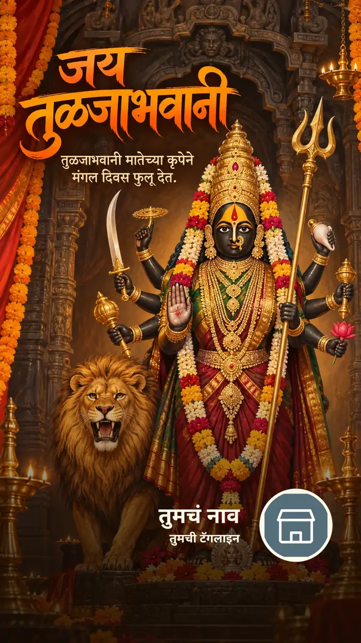 जय तुळजाभवानी - तुळजाभवानी मातेच्या कृपेने - Bhakti Image, फुलं, दिवा, तुळजाभवानी