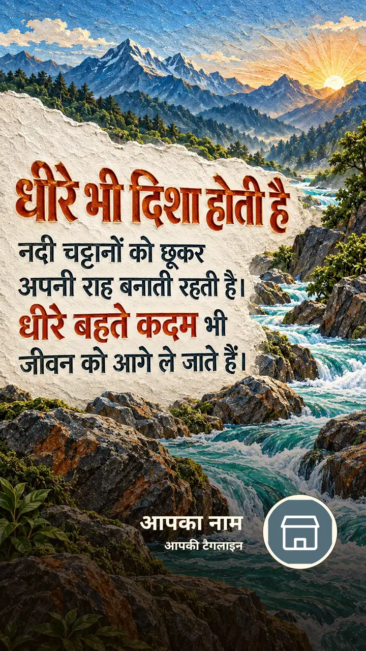 धीरे भी दिशा होती है - Suvichar Image, प्रकृति, पहाड़, नदी