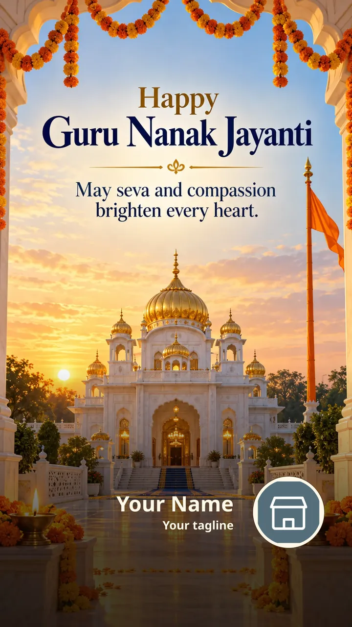 Happy Guru Nanak Jayanti - May seva and compassion - Festival Image, Flowers, Nature, Diya