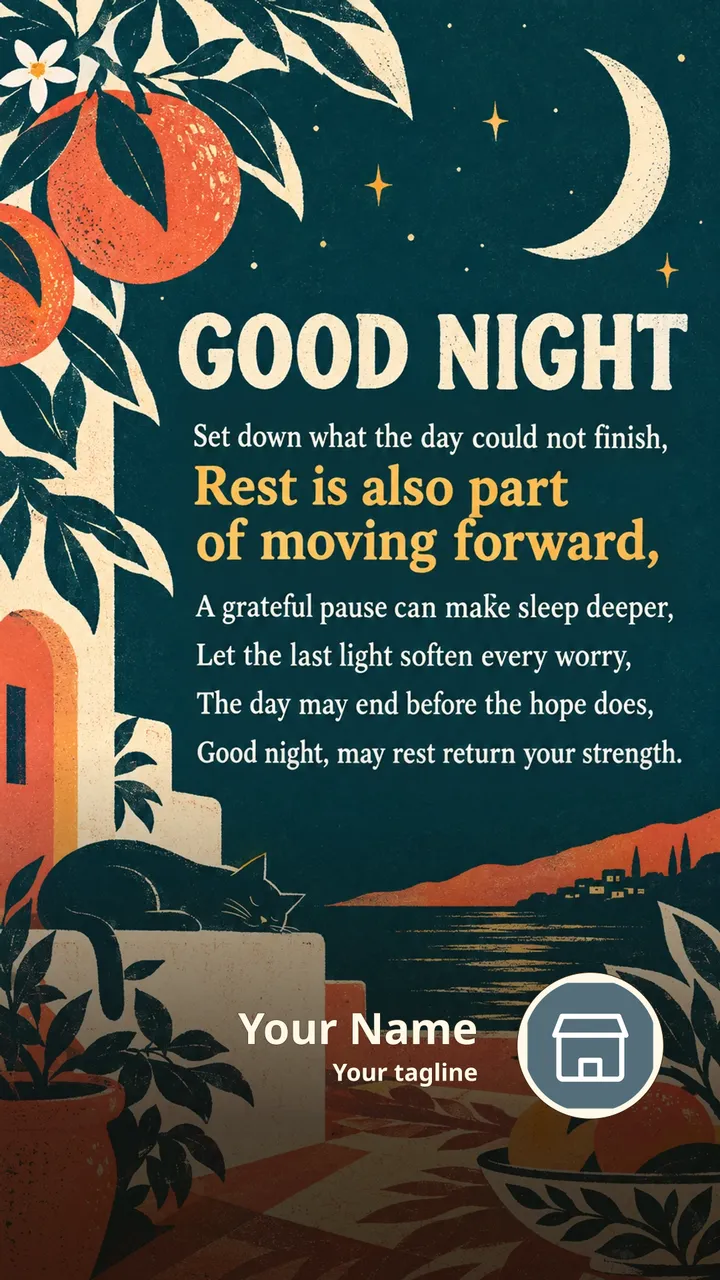 GOOD NIGHT - Set down what the day could not finish, - Rest is also - Good Night Image, Moon, Stars, Candle