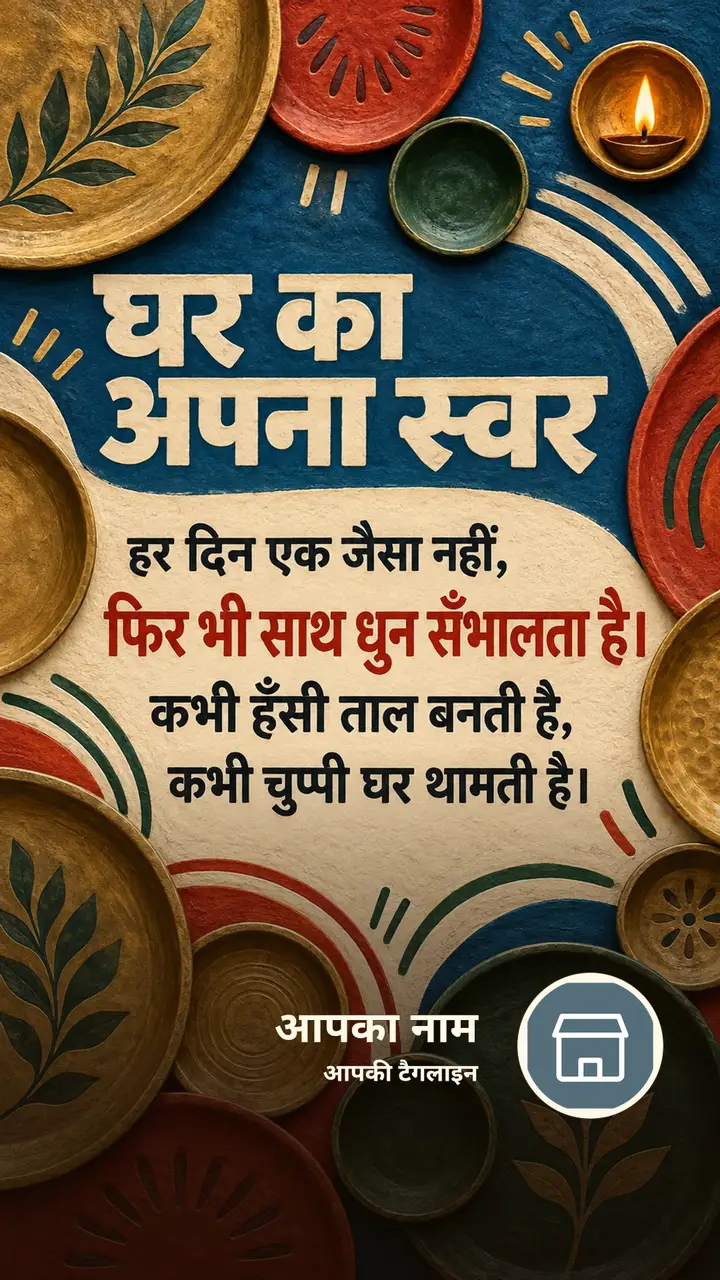 घर का अपना स्वर - Suvichar Image, दीया, परिवार