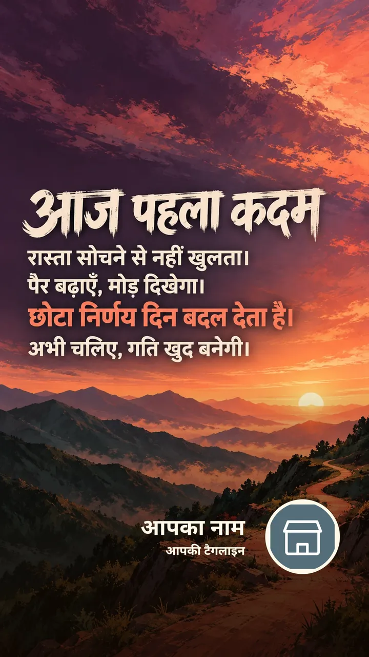 आज पहला कदम - Motivational Image, सूर्यास्त, प्रकृति, पहाड़