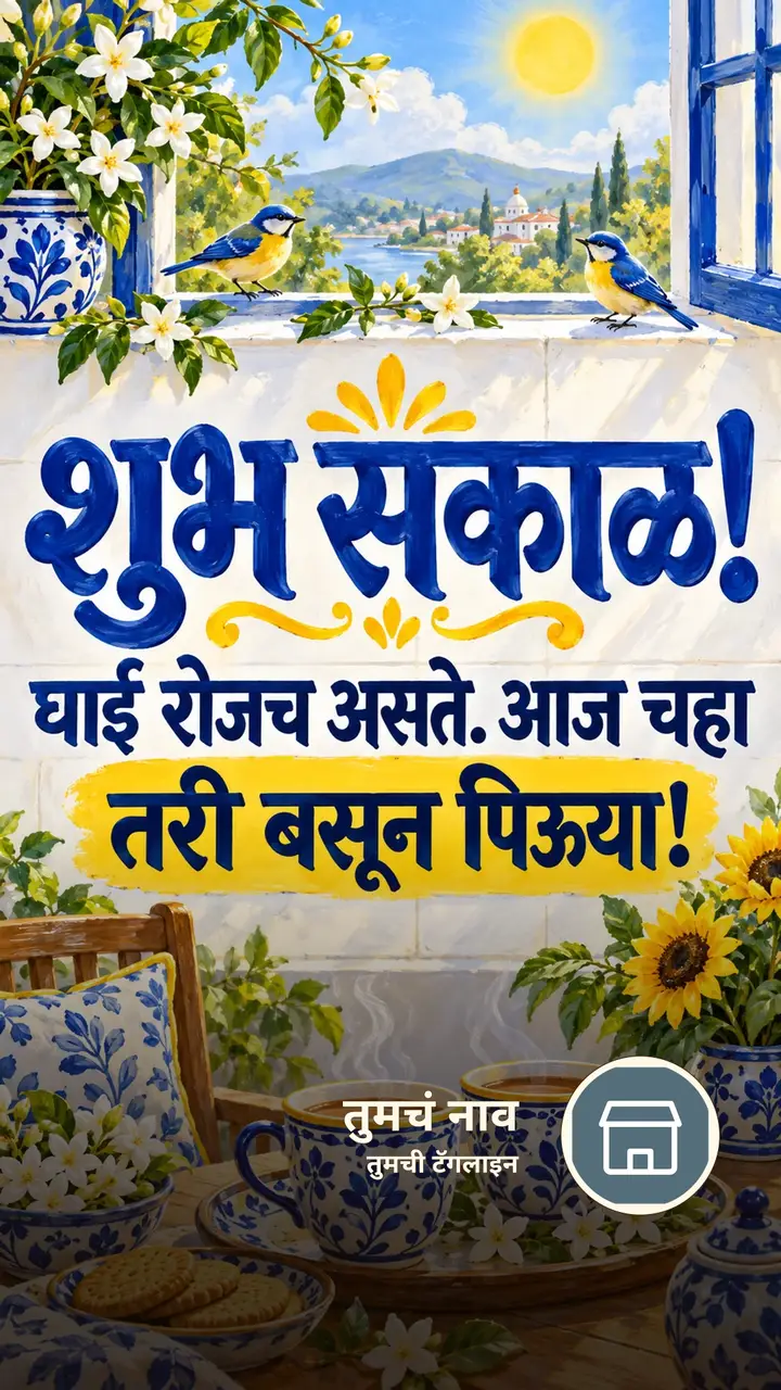 शुभ सकाळ! - घाई रोजच असते. आज चहा - Shubh Sakal Image, फुलं, पक्षी