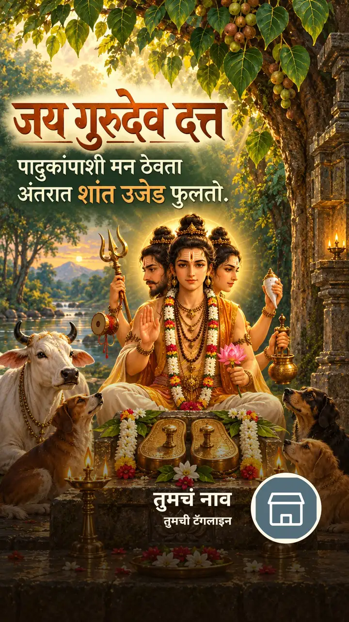 जय गुरुदेव दत्त - पादुकांपाशी मन ठेवता - Bhakti Image, दत्तगुरू