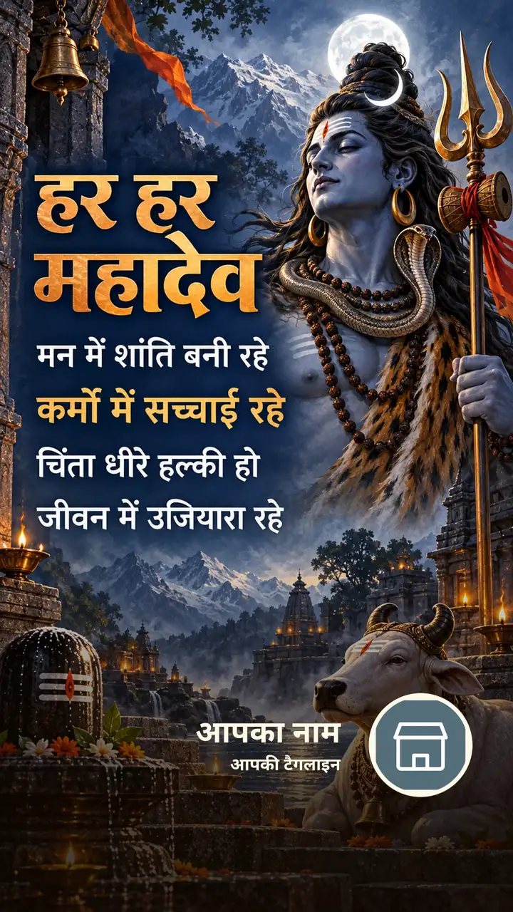 हर हर महादेव - मन में शांति बनी रहे - Bhakti Image, शिव