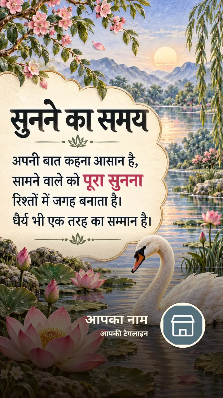 सुनने का समय - Suvichar Image, कमल, नदी, पक्षी