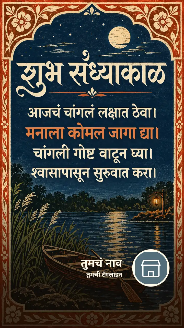 शुभ संध्याकाळ - आजचं चांगलं लक्षात ठेवा। - मनाला कोमल जागा द्या। - Sandhyakal Image