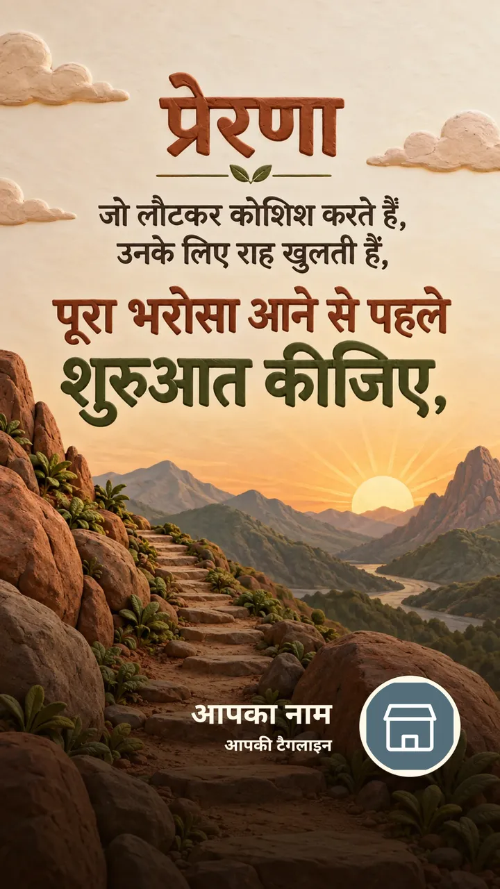 प्रेरणा - जो लौटकर कोशिश करते हैं, उनके लिए राह खुलती है, - पूरा - Motivational Image, प्रकृति, पहाड़