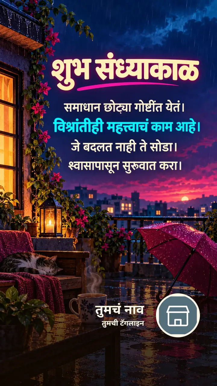 शुभ संध्याकाळ - समाधान छोट्या गोष्टींत येतं। - विश्रांतीही महत्त्वाचं - Sandhyakal Image