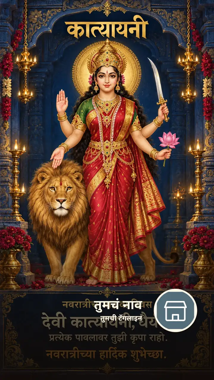 कात्यायनी - नवरात्रीचा सहावा दिवस - देवी कात्यायनी - Festival Image, फुलं, कमळ, दिवा, दुर्गा