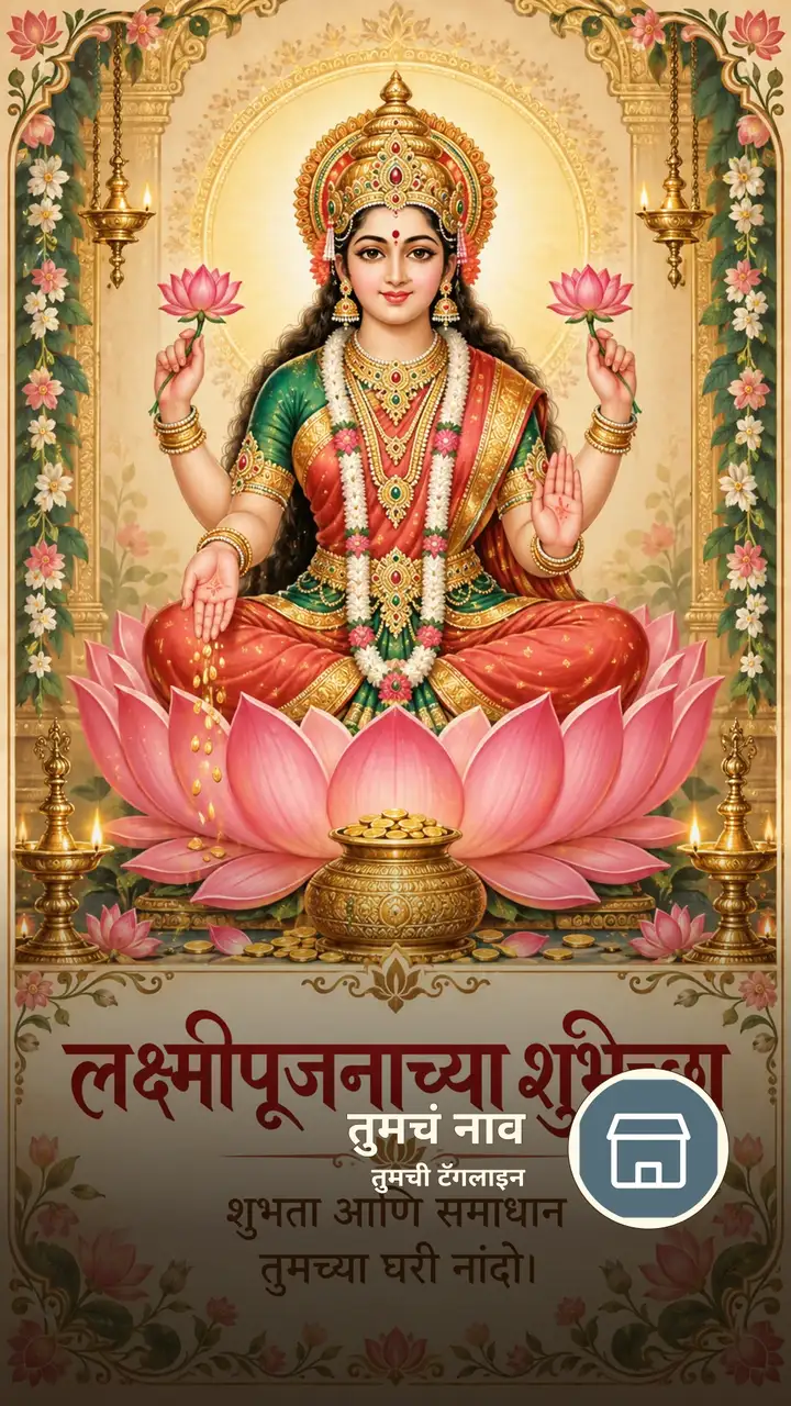 लक्ष्मीपूजनाच्या शुभेच्छा - शुभता आणि समाधान - Festival Image, फुलं, कमळ, लक्ष्मी