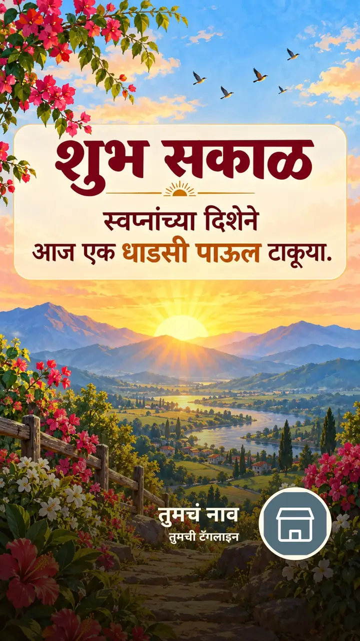 शुभ सकाळ - स्वप्नांच्या दिशेने - Shubh Sakal Image, फुलं, सूर्योदय, पक्षी