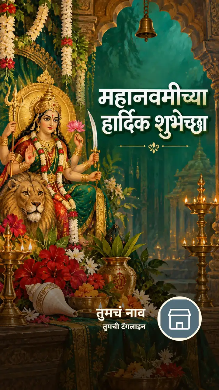 महानवमीच्या हार्दिक शुभेच्छा - Festival Image, फुलं, दिवा, दुर्गा