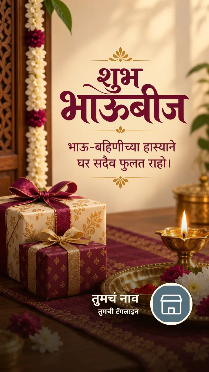 शुभ भाऊबीज - भाऊ-बहिणीच्या हास्याने - Festival Image, फुलं, दिवा