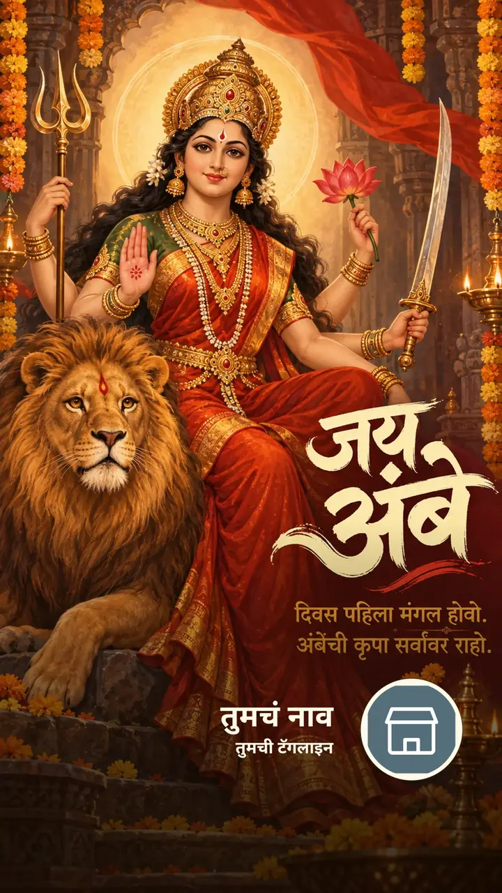 जय अंबे - दिवस पहिला मंगल होवो. - Bhakti Image, फुलं, दिवा, दुर्गा