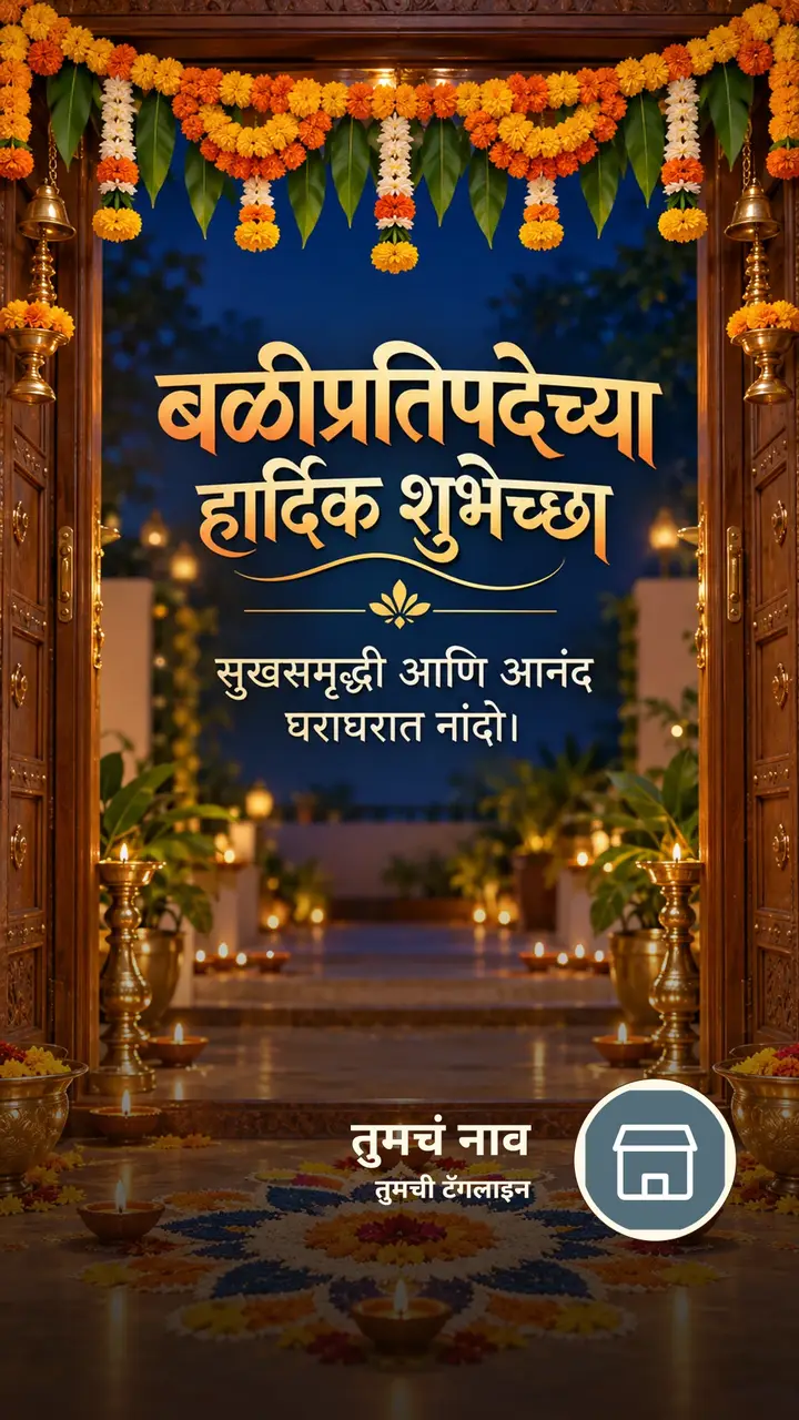 बळीप्रतिपदेच्या हार्दिक शुभेच्छा - Festival Image, फुलं, दिवा