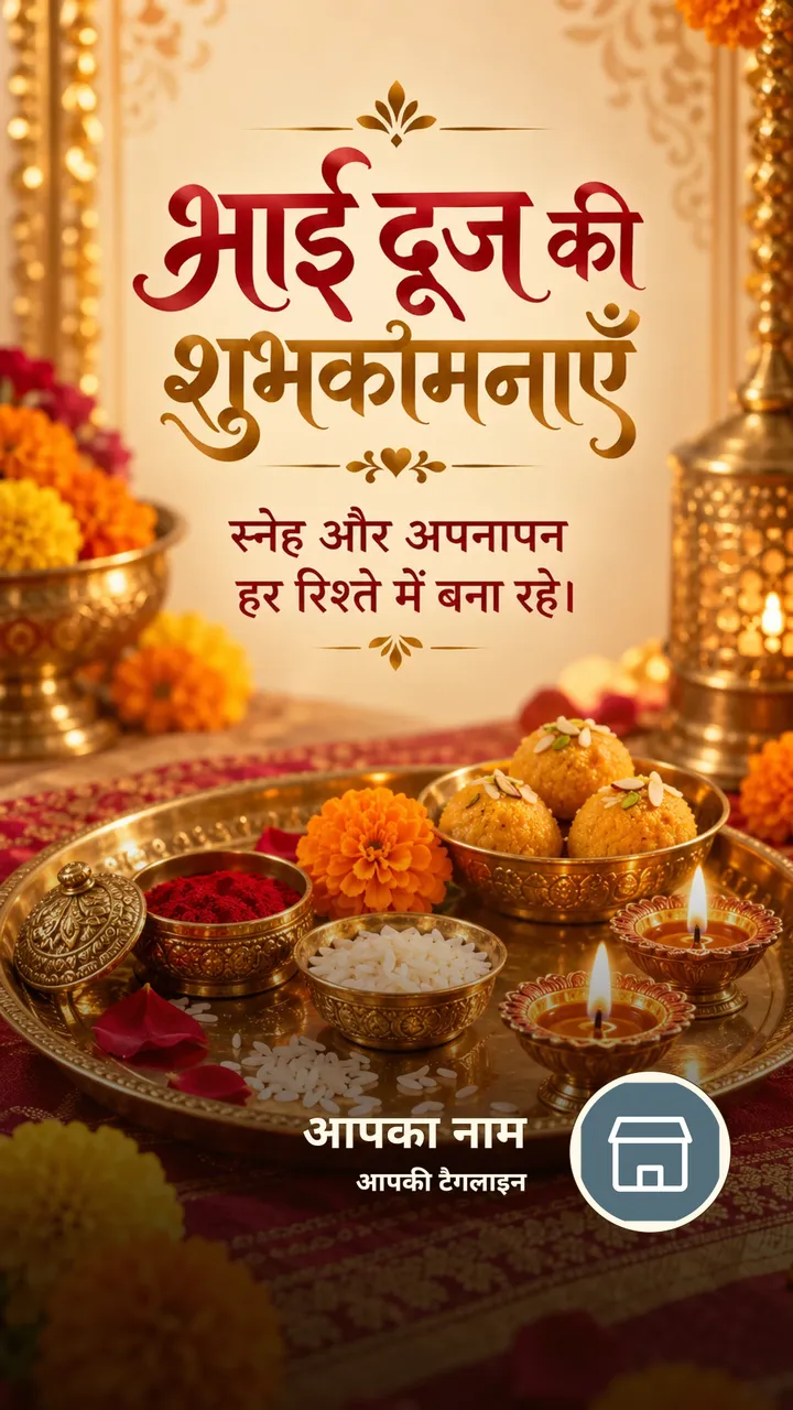 भाई दूज की शुभकामनाएँ - Festival Image, फूल, दीया