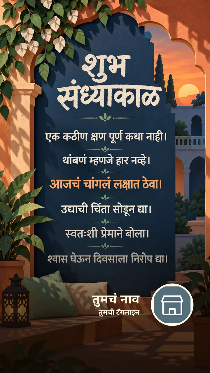 शुभ संध्याकाळ - एक कठीण क्षण पूर्ण कथा नाही। - थांबणं म्हणजे हार - Sandhyakal Image