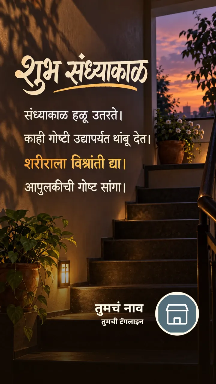 शुभ संध्याकाळ - संध्याकाळ हळू उतरते। - काही गोष्टी उद्यापर्यंत थांबू - Sandhyakal Image