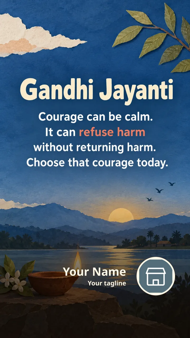 Gandhi Jayanti - Courage can be calm. - Festival Image, Sea, Sky