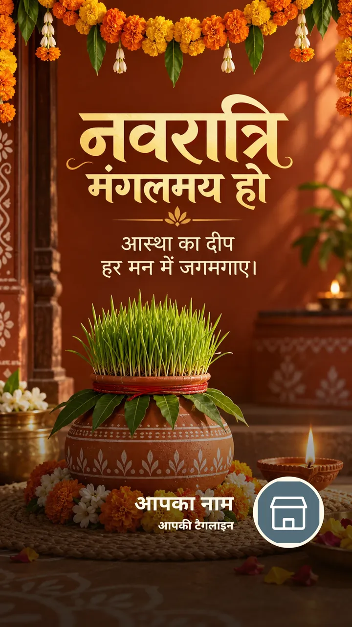 नवरात्रि मंगलमय हो - Festival Image, फूल, प्रकृति, दीया