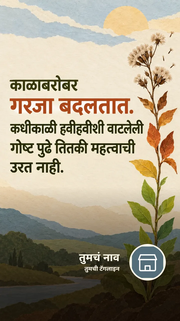 काळाबरोबर गरजा बदलतात. - Suvichar Image, निसर्ग