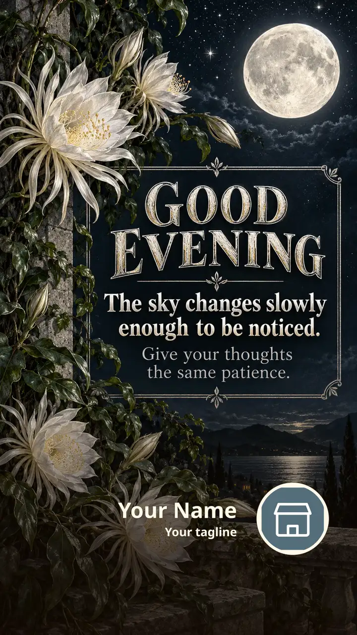 GOOD EVENING - The sky changes slowly enough to be noticed. - Good Evening Image