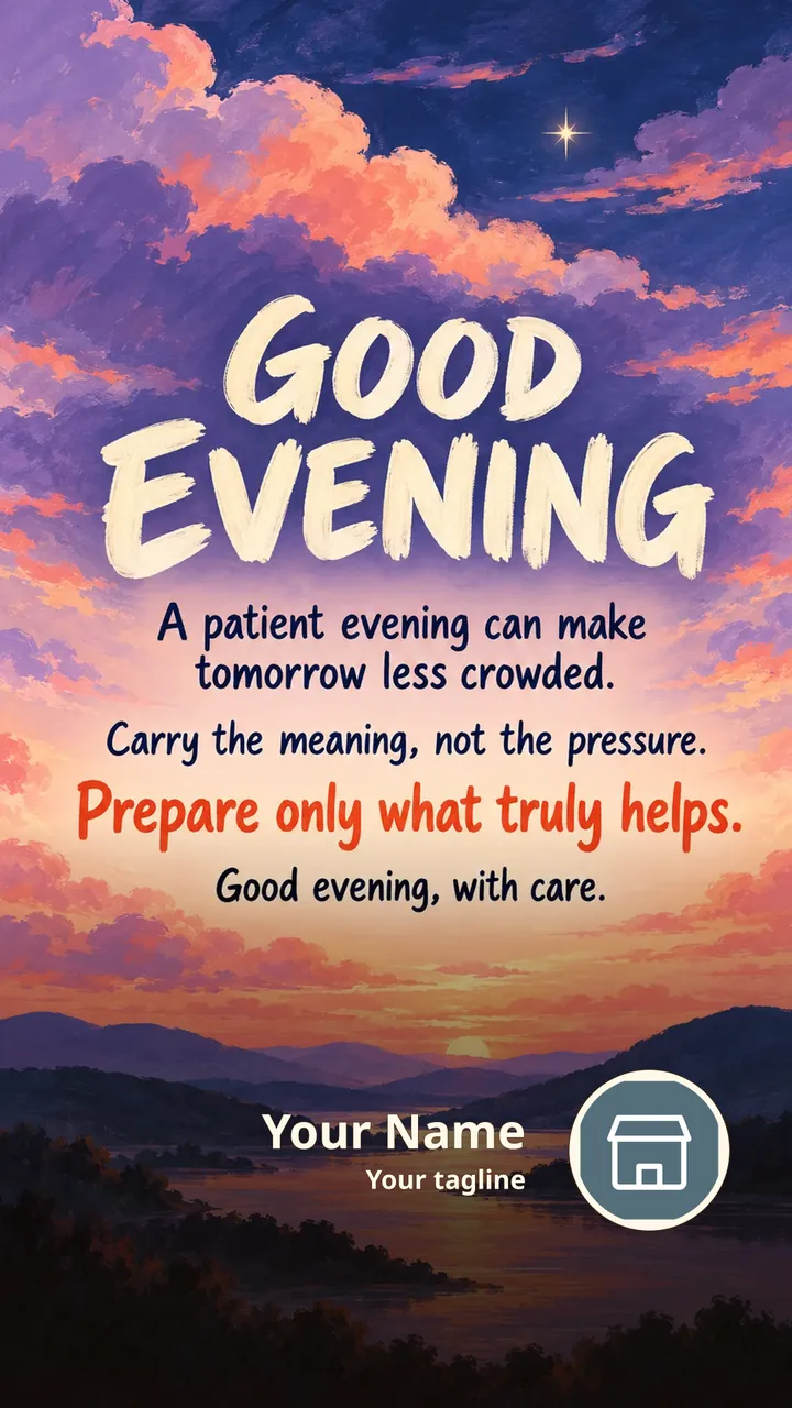 GOOD EVENING - A patient evening can make tomorrow less crowded. - Good Evening Image